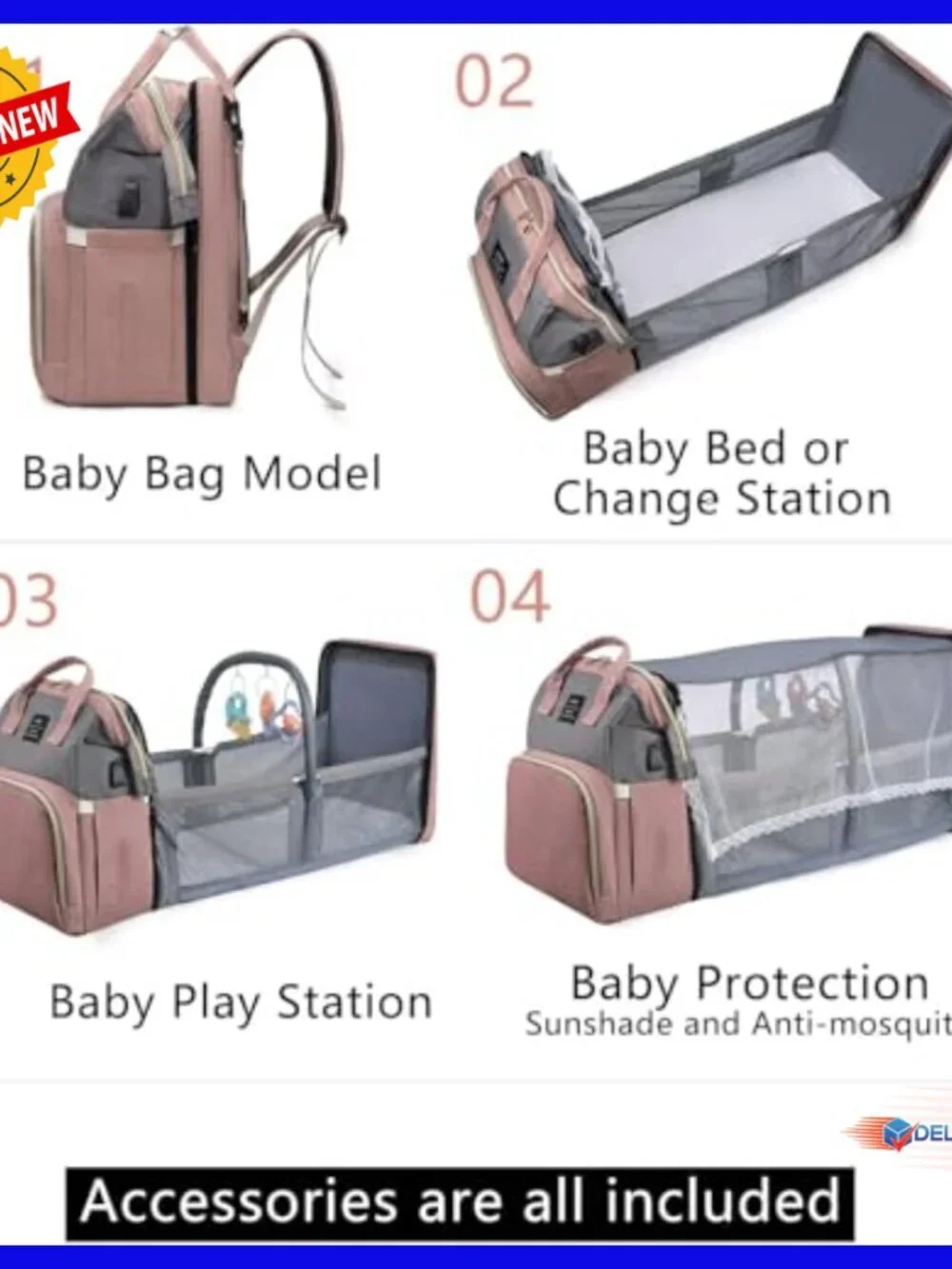 Large Diaper Backpack with Changing Station, 25L Capacity, Travel Bag
